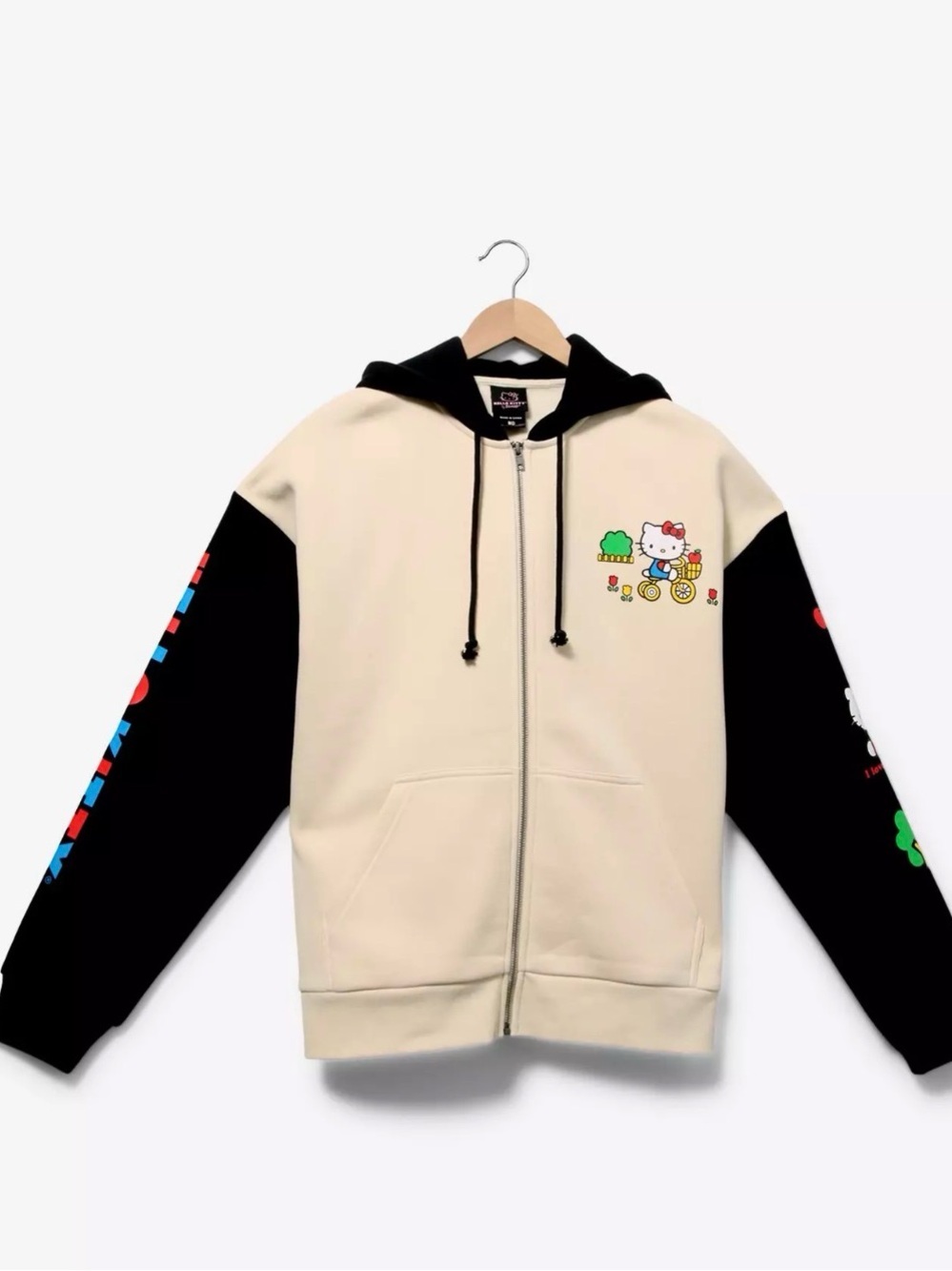 Hello Kitty- Sanrio BoxLunch Zip-Up Hoodie in Cream & Black EUC